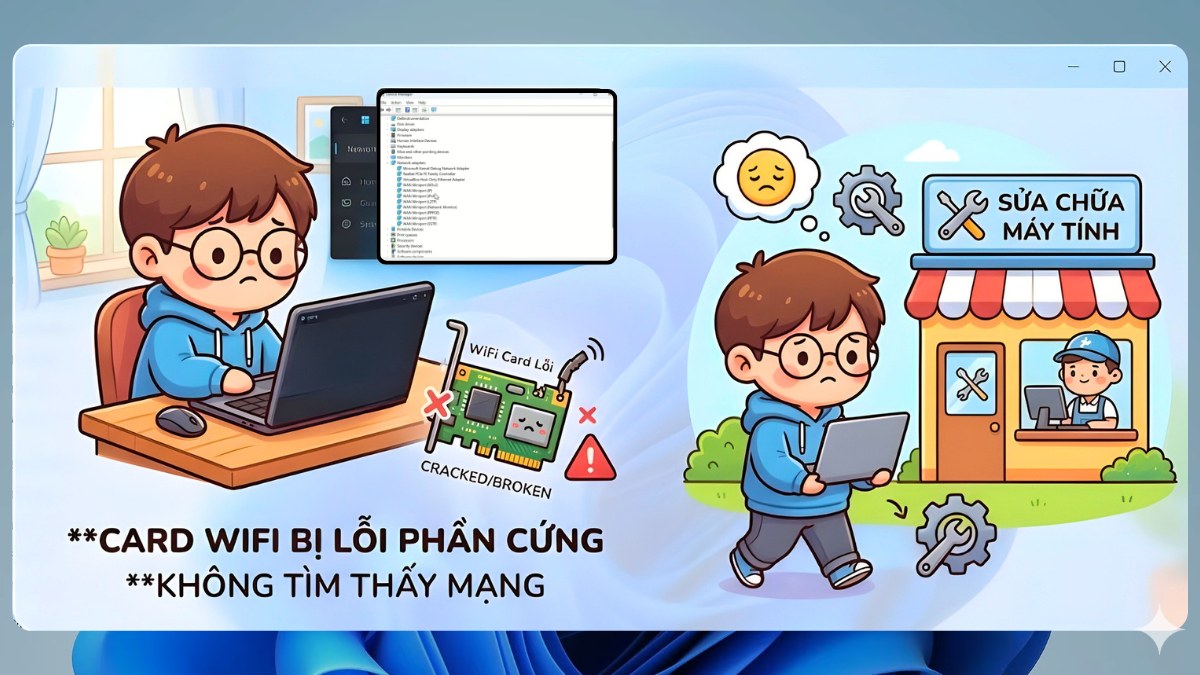 Card WiFi bị lỗi phần cứng