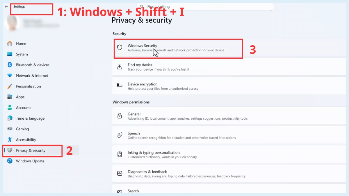 Chọn Windows Security