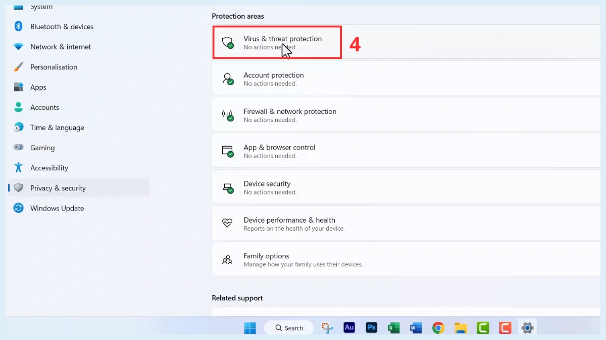 Chọn Virus & threat protection