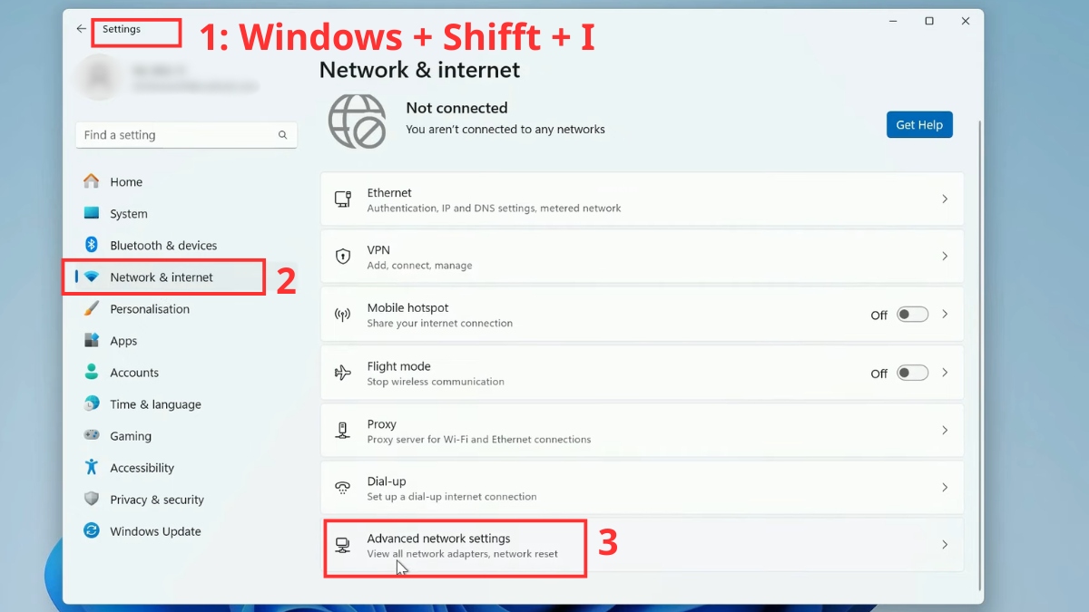 Nhấn Windows + I để mở Settings