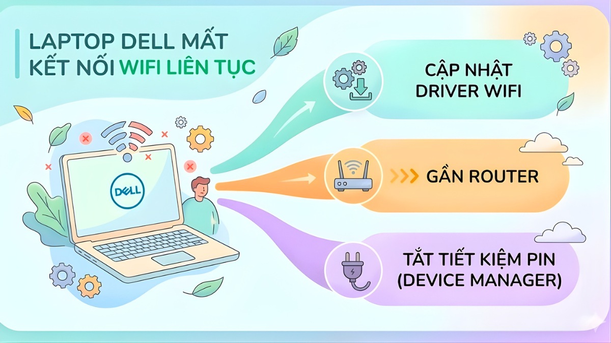 Laptop Dell mất kết nối WiFi liên tục