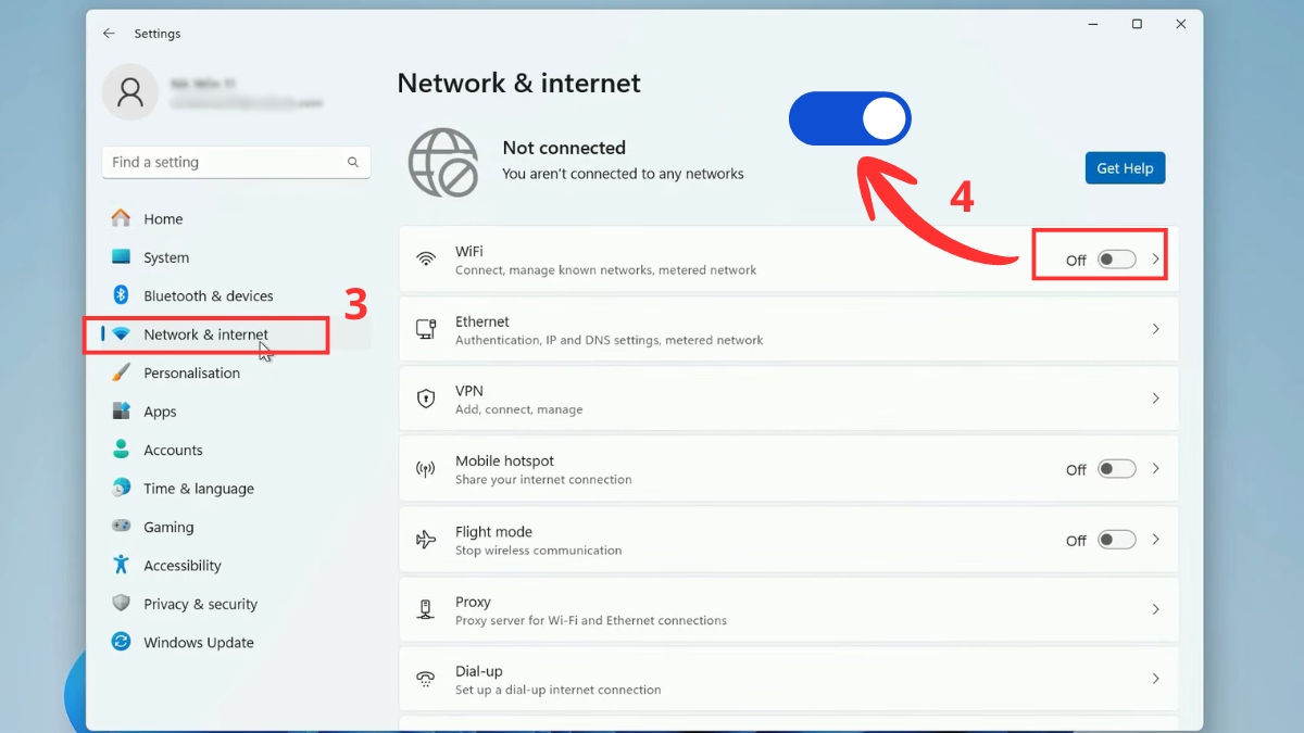 Tại mục WiFi, bật ON
