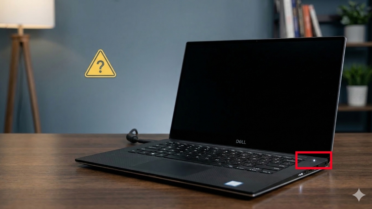 Laptop Dell bật nguồn không lên nhưng đèn vẫn sáng