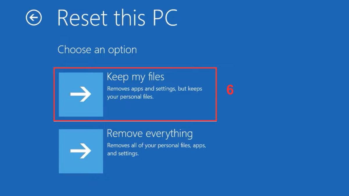 Nhấp vào Keep my files