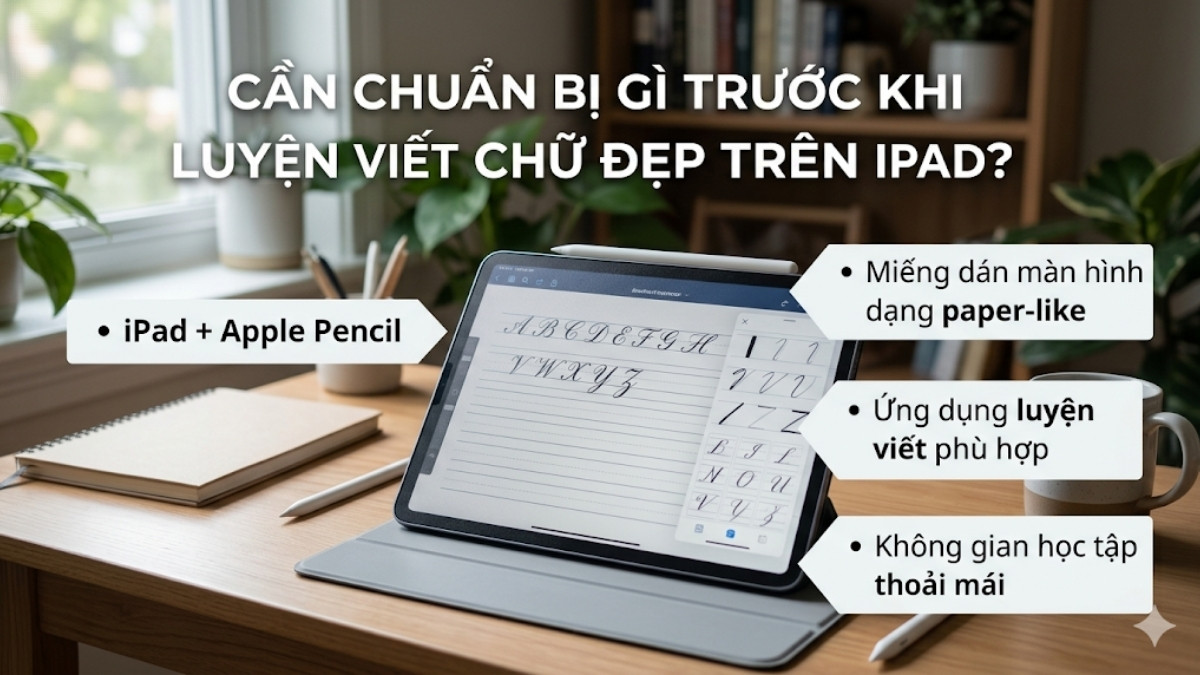 Cần chuẩn bị gì trước khi luyện viết chữ đẹp trên iPad?