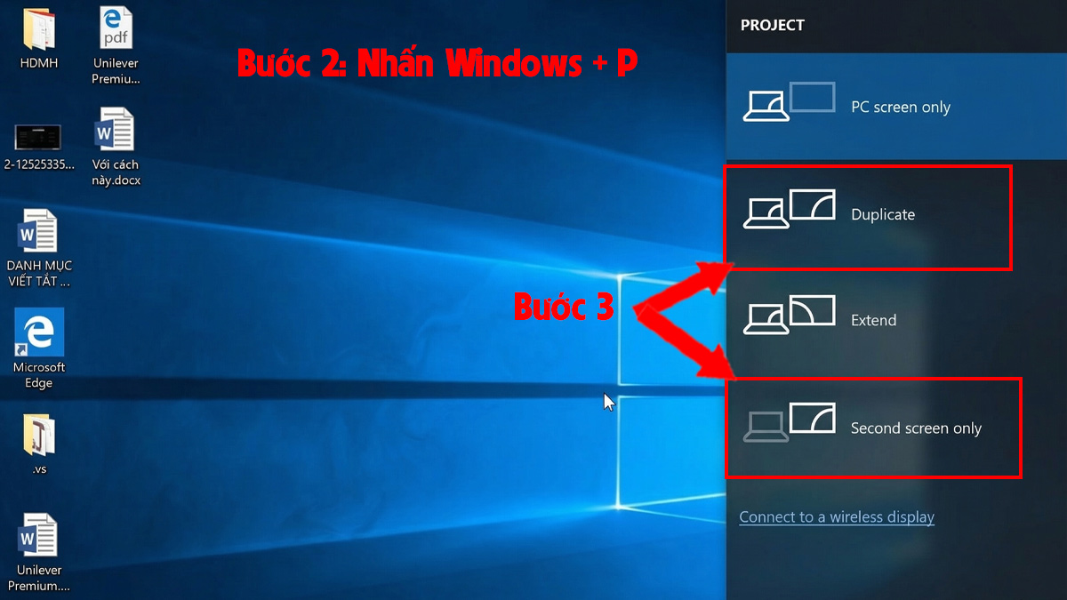 Trên máy tính thử nghiệm, nhấn Windows + P