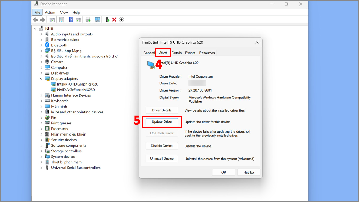 Cập nhật trình điều khiển