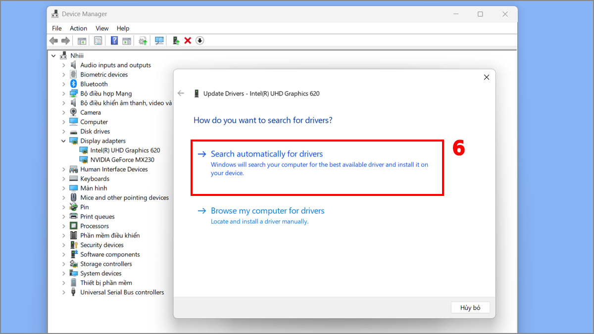 Chọn Search automatically for drivers