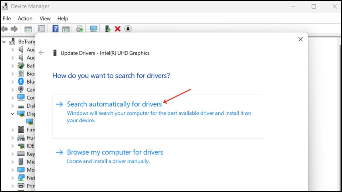 Chọn tiếp Search automatically for drivers