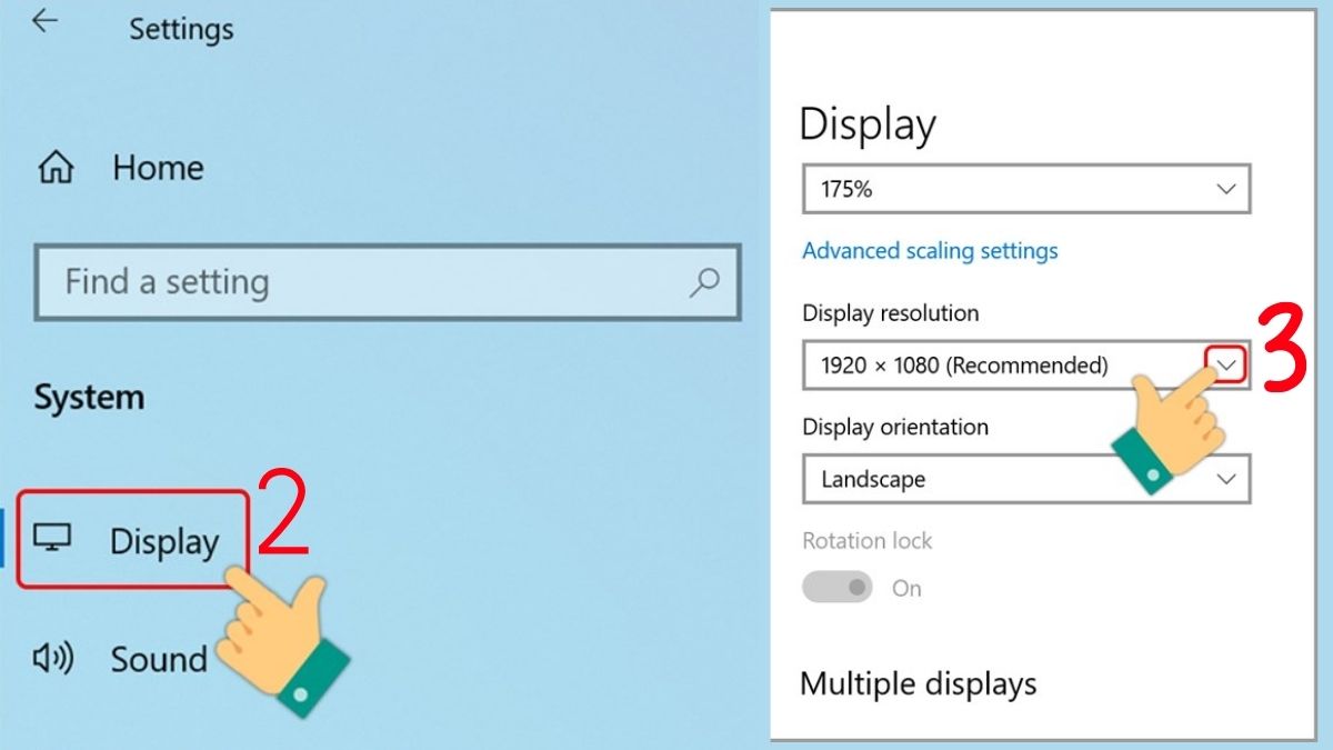 Tại mục Display resolution
