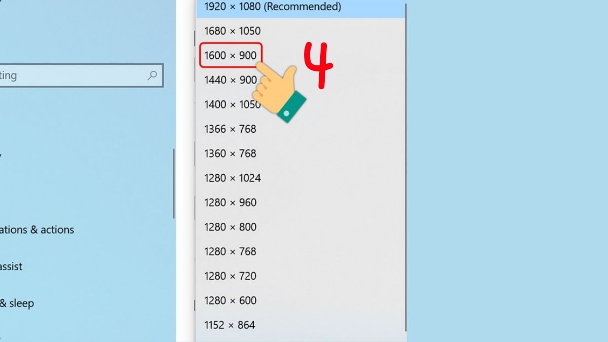 Chọn độ phân giải có chữ (Recommended)
