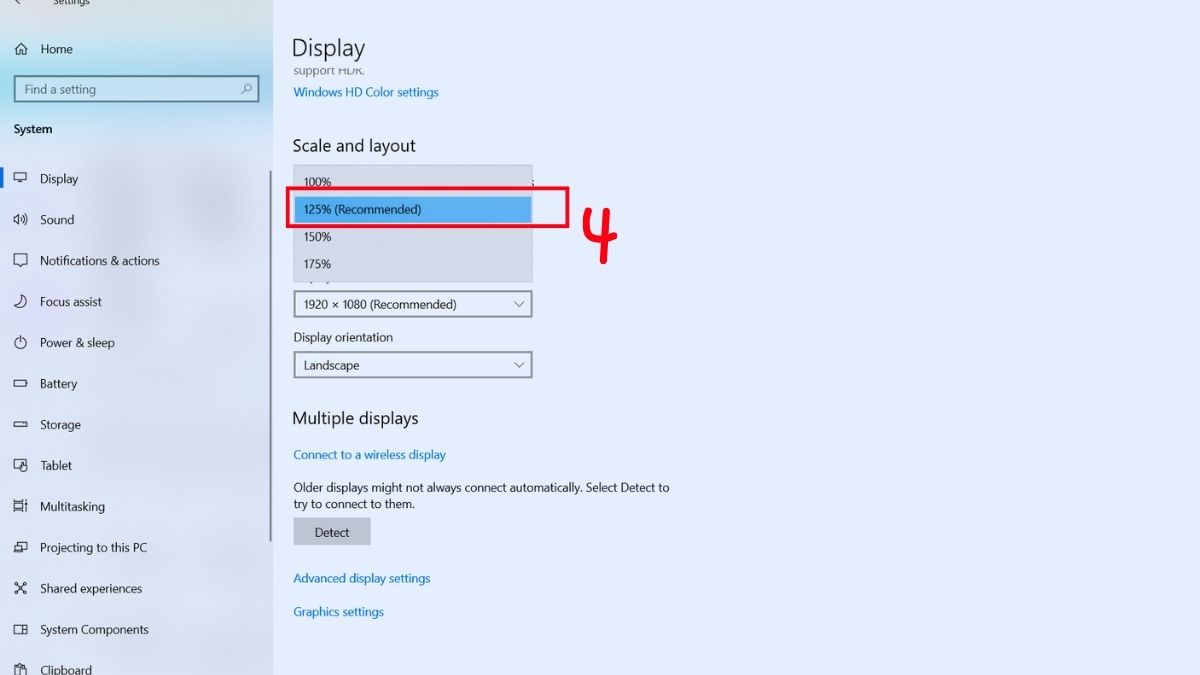 Chọn 125% hoặc 150% để dễ nhìn hơn