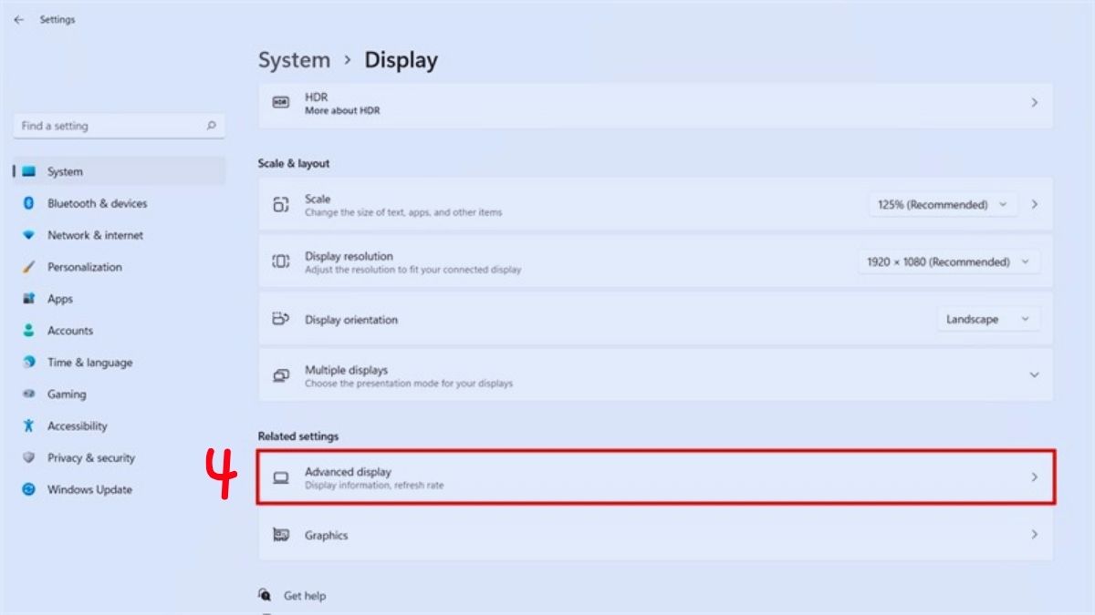 Chọn Advanced display