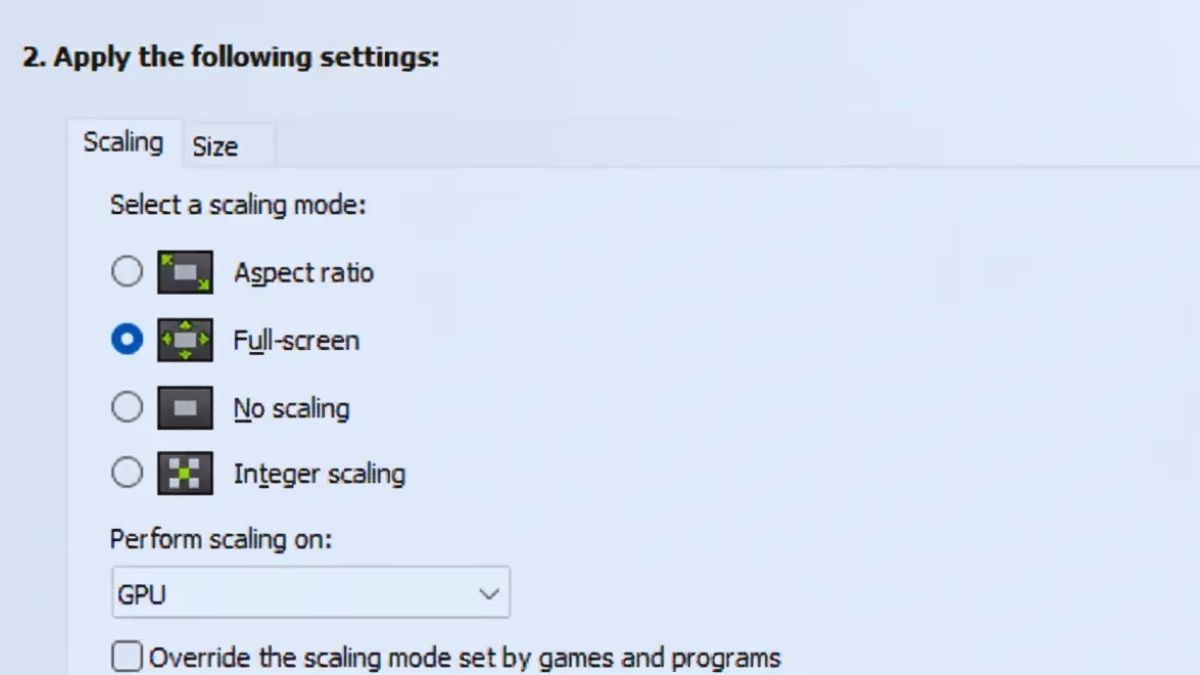 Lỗi scaling mode của card đồ họa