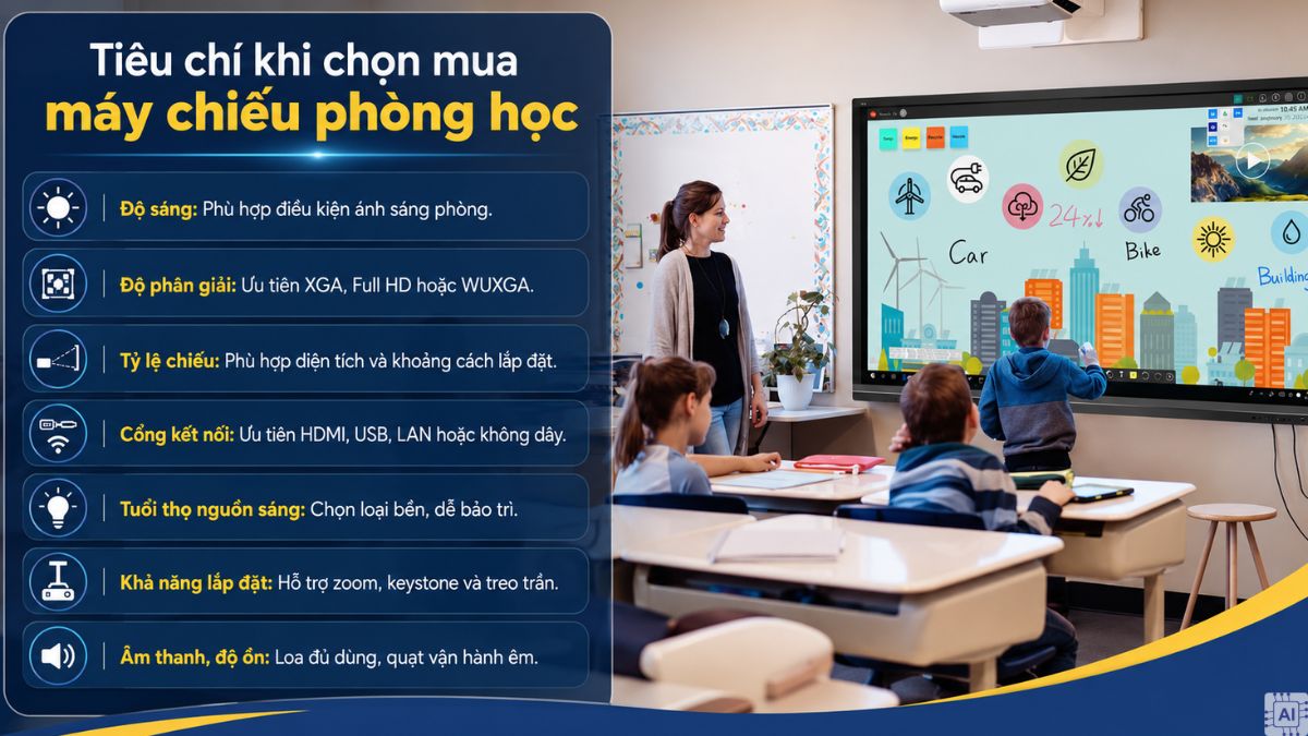 Tiêu chí khi chọn mua máy chiếu phòng học