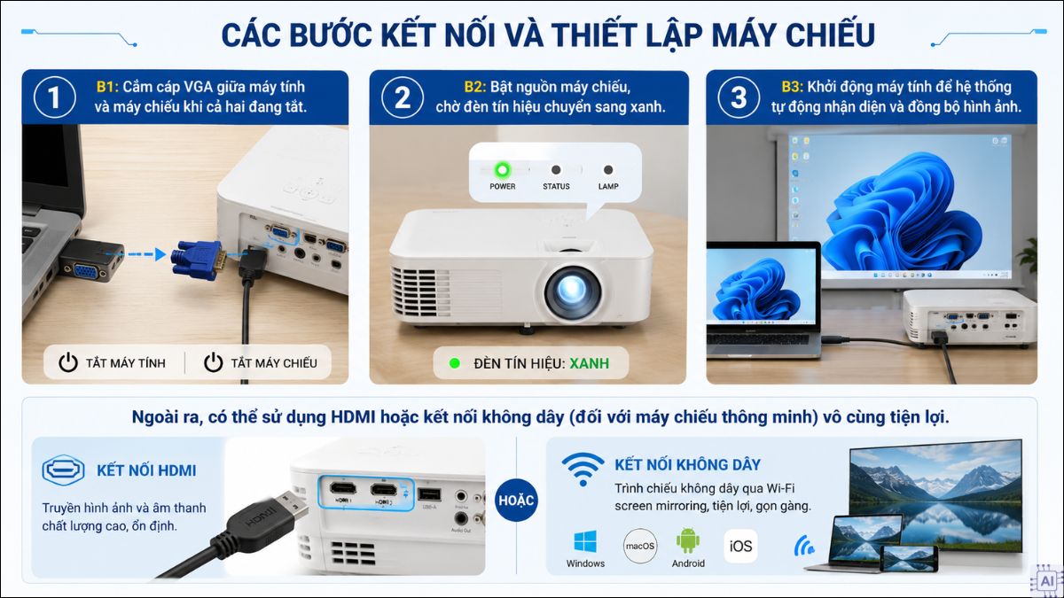 Cách sử dụng máy chiếu đúng cách 