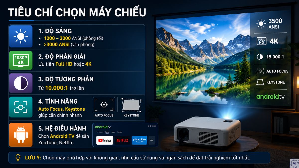 Tiêu chí chọn máy chiếu phù hợp nhu cầu