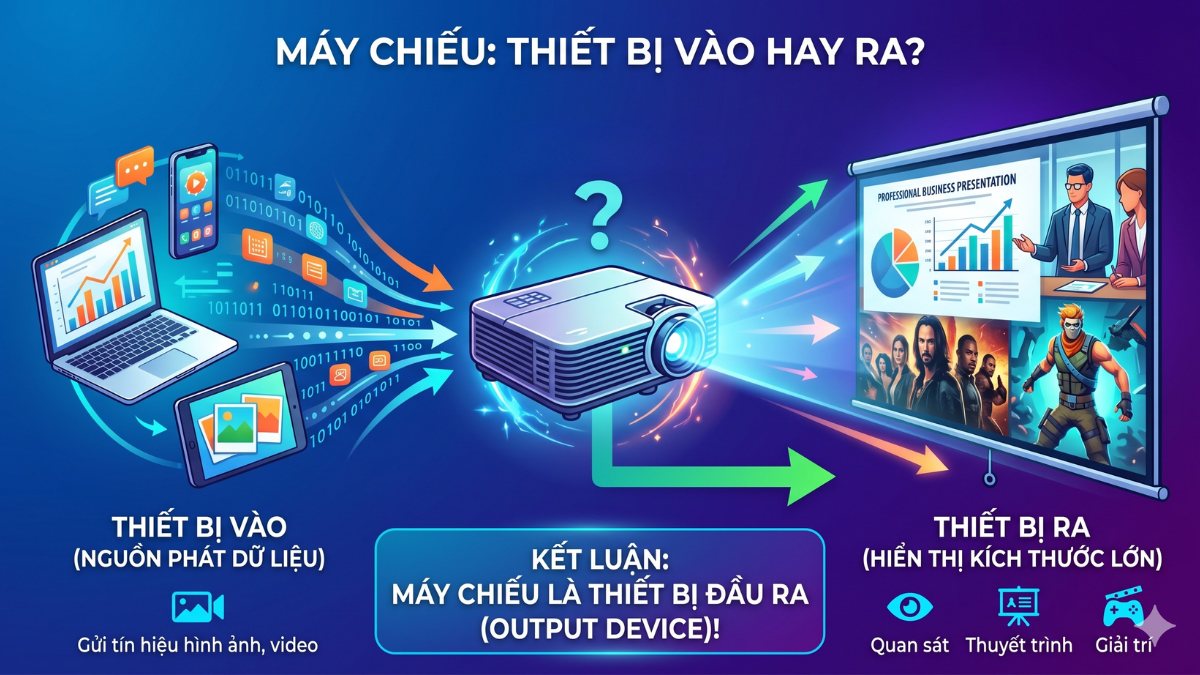 Máy chiếu là thiết bị vào hay thiết bị ra?
