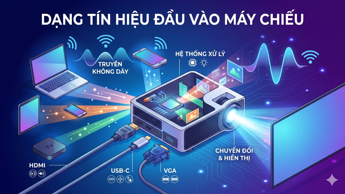 Máy chiếu làm việc với dạng thông tin nào?