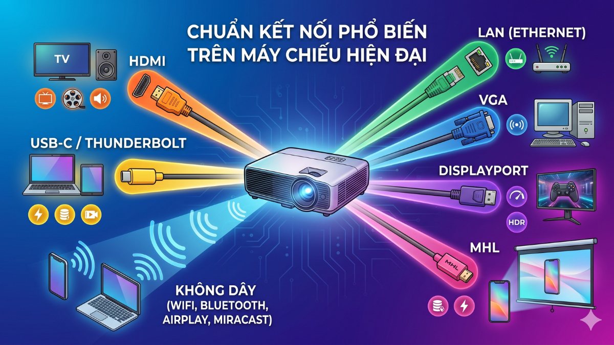 Chuẩn kết nối phổ biến trên máy chiếu hiện đại