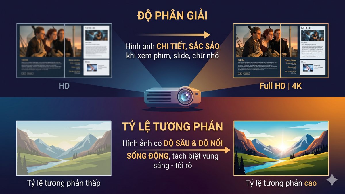 Độ phân giải và tỷ lệ tương phản