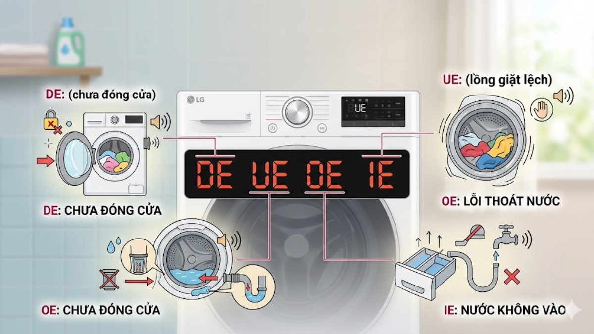 Bảng mã lỗi máy giặt LG kêu tít tít liên tục