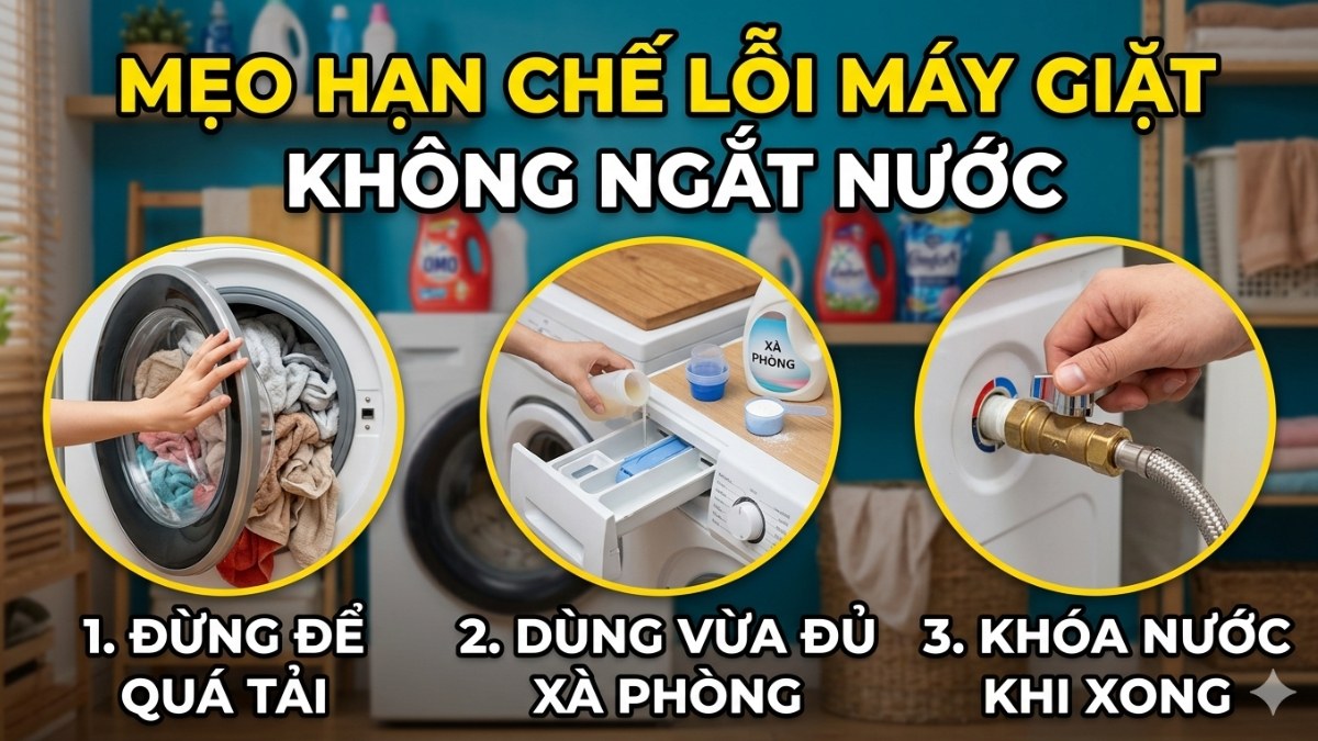 Mẹo sử dụng để hạn chế lỗi máy giặt không ngắt nước