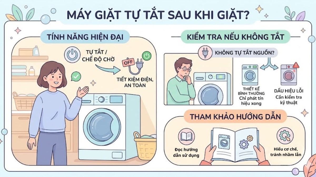 Máy giặt có tự động tắt nguồn sau khi giặt xong không?