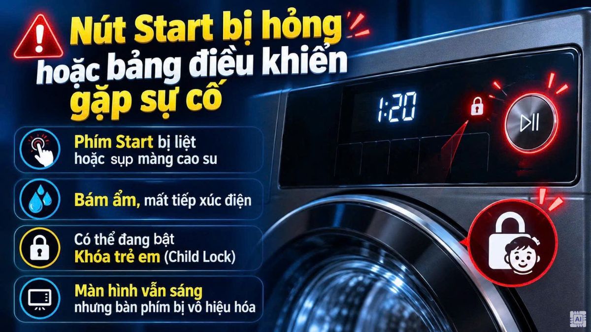Nút Start bị hỏng hoặc bảng điều khiển gặp sự cố