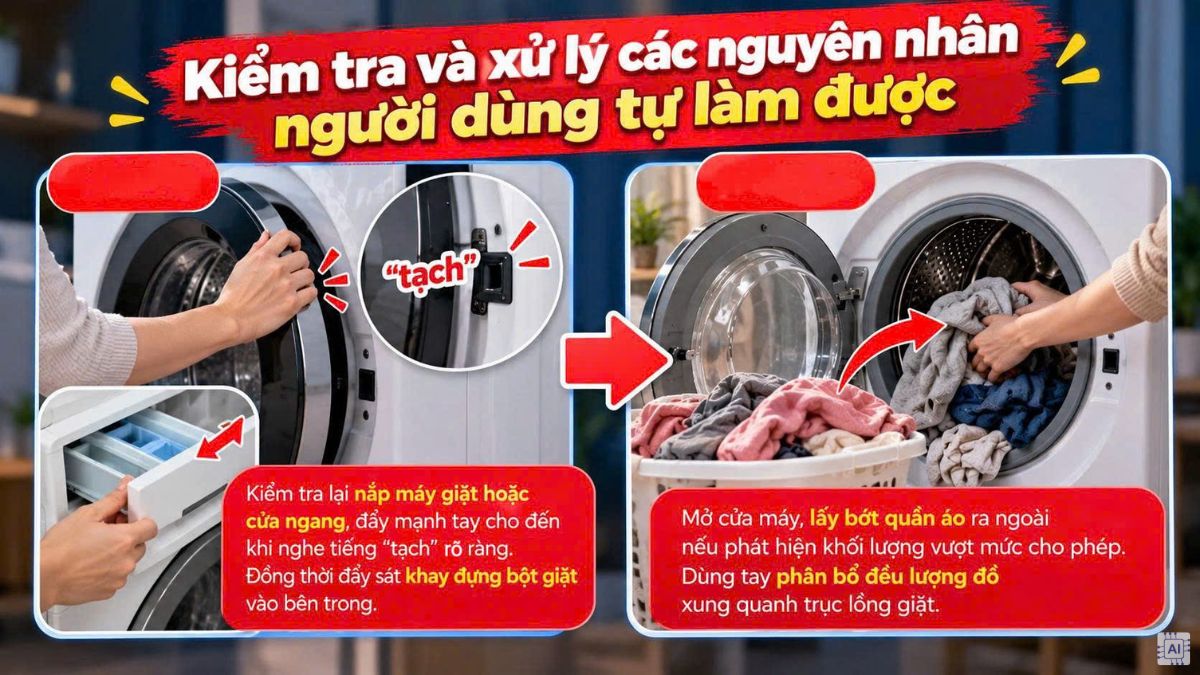 Cách khắc phục máy giặt lên nguồn nhưng không chạy
