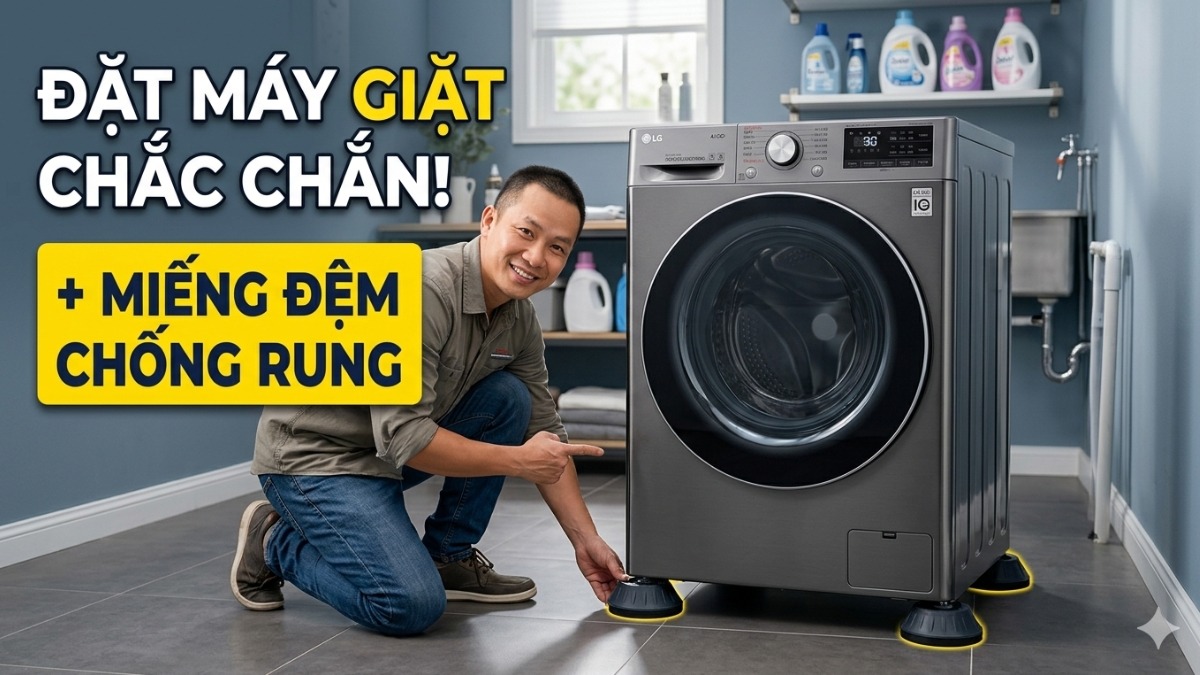 Đặt máy trên bề mặt chắc chắn và sử dụng miếng đệm chống rung