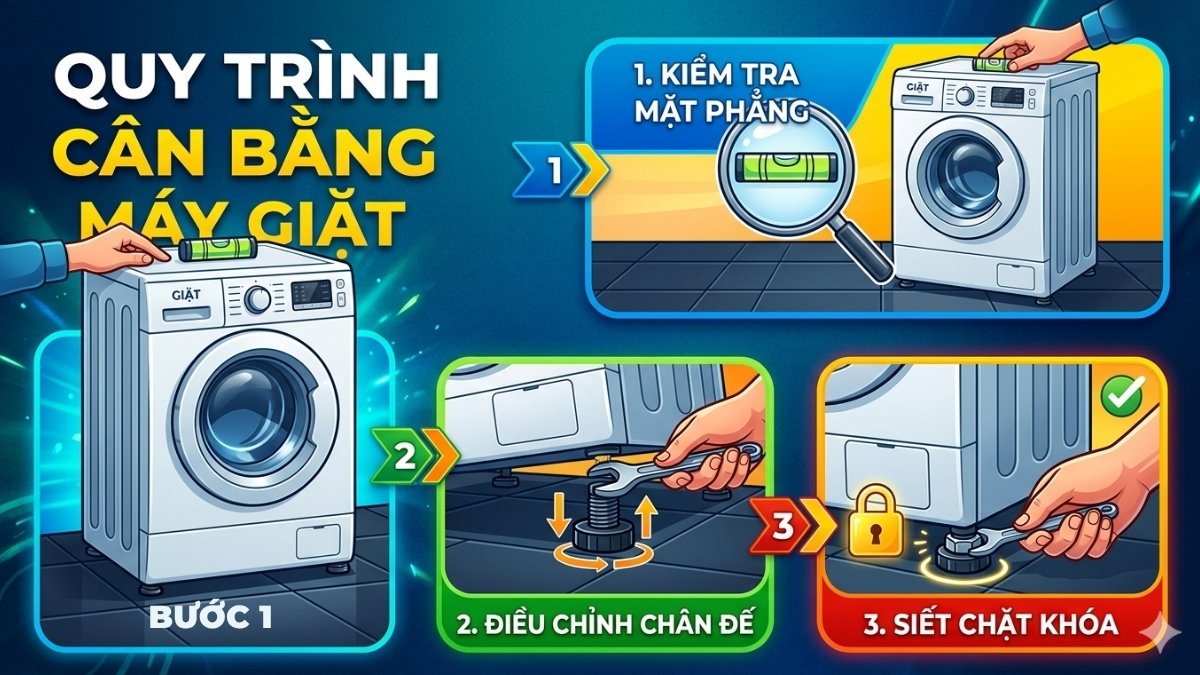 Hướng dẫn khắc phục từng bước khi máy giặt LG rung lắc mạnh