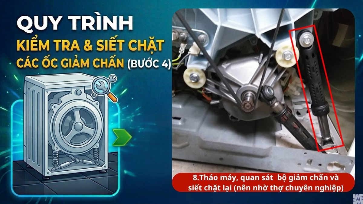 Kiểm tra và siết chặt các ốc giảm chấn