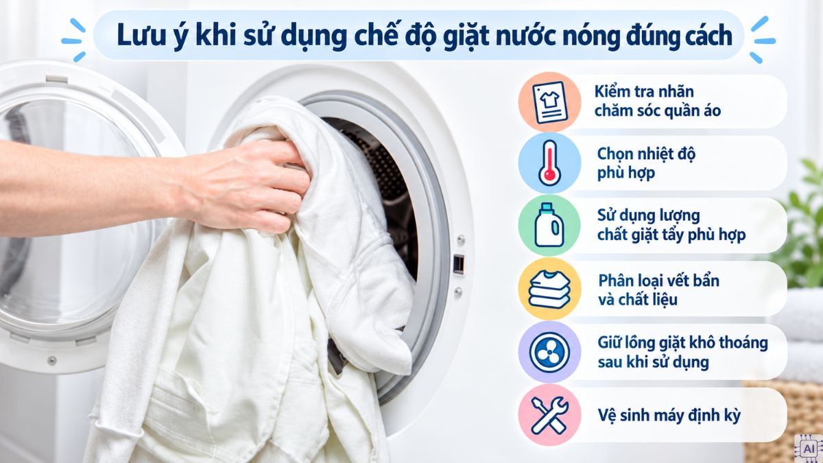 Lưu ý khi sử dụng chế độ giặt nước nóng