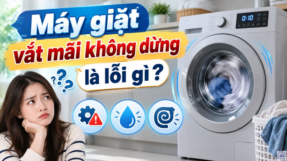 Máy giặt vắt mãi không dừng là lỗi gì?