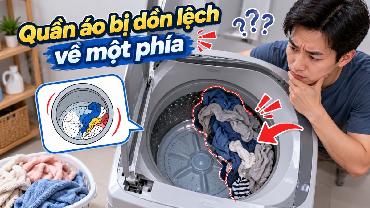 Quần áo bị dồn lệch về một phía