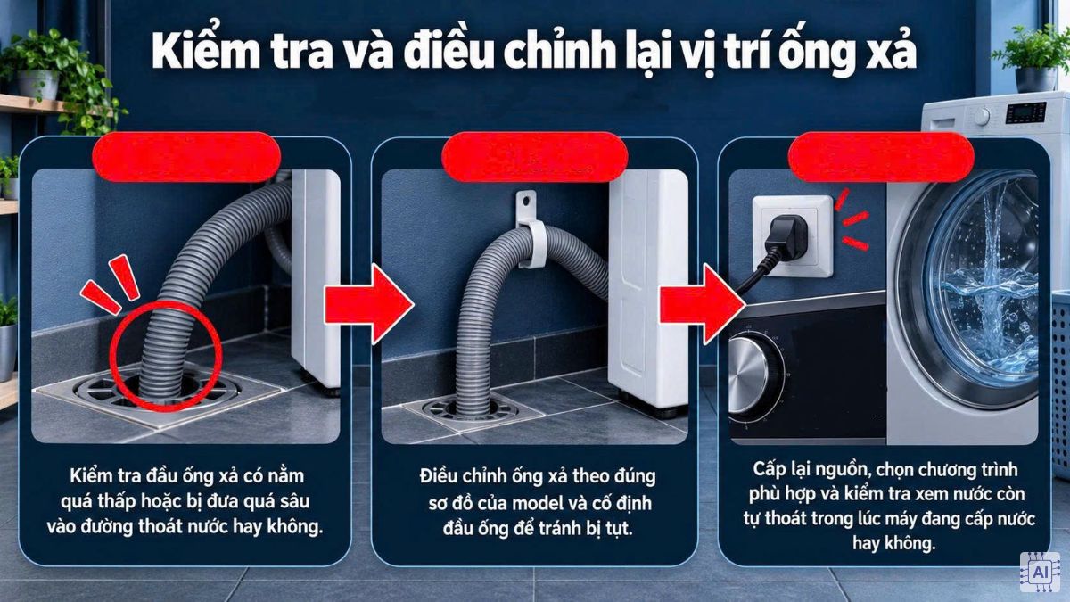 Cách xử lý máy giặt vừa cấp nước vừa xả chi tiết