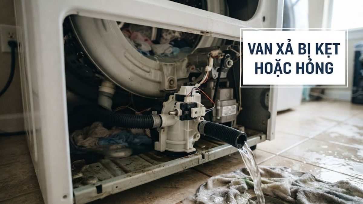 Van xả bị kẹt hoặc hỏng