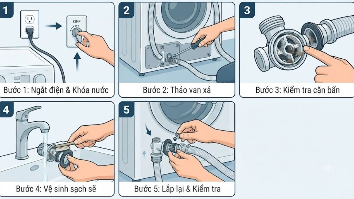 Vệ sinh hoặc thay van xả
