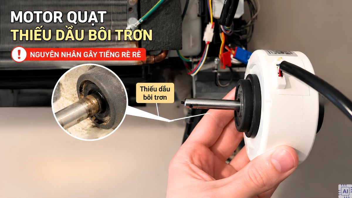 Motor quạt thiếu dầu bôi trơn