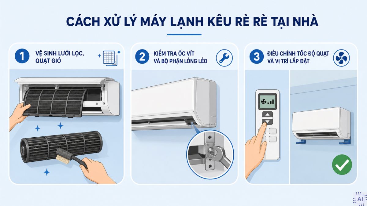 Cách xử lý máy lạnh kêu rè rè tại nhà