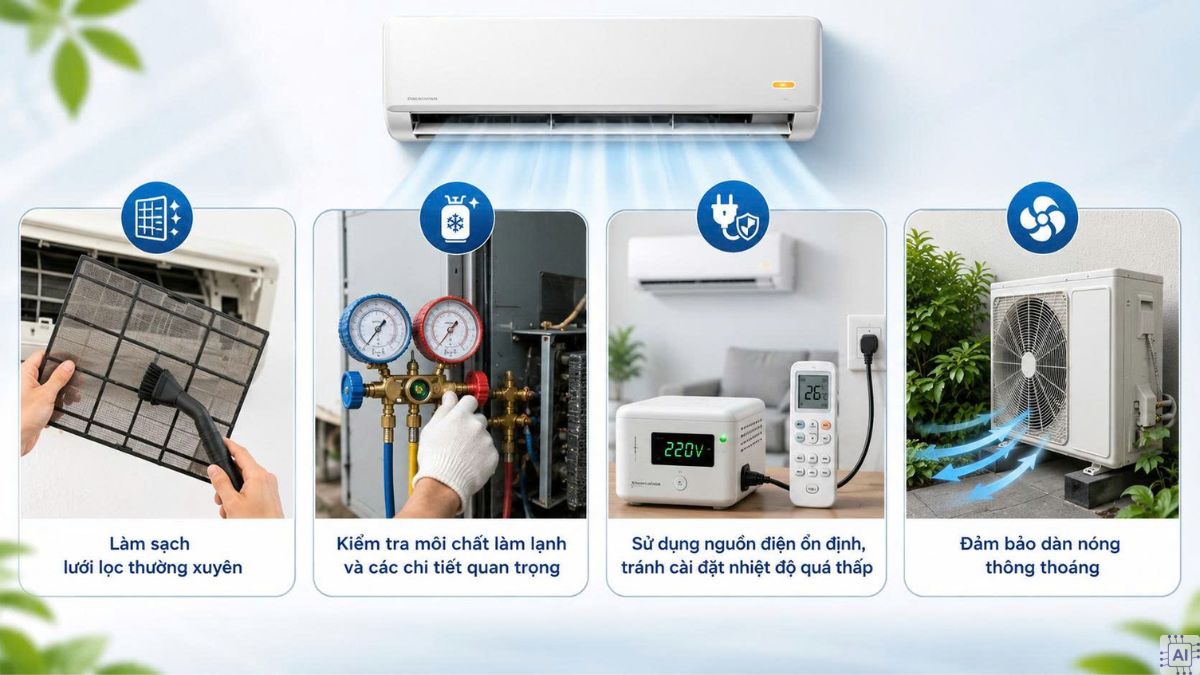 Cách phòng ngừa máy lạnh báo đèn vàng về lâu dài