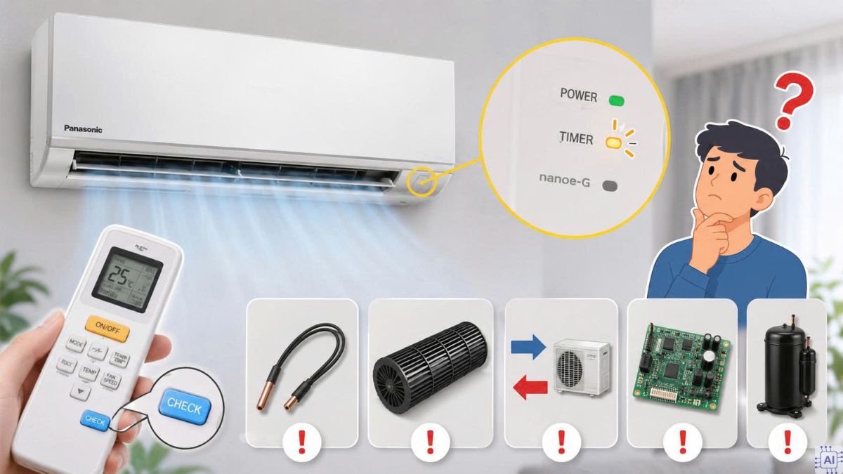 Máy lạnh Panasonic và Daikin chớp đèn vàng