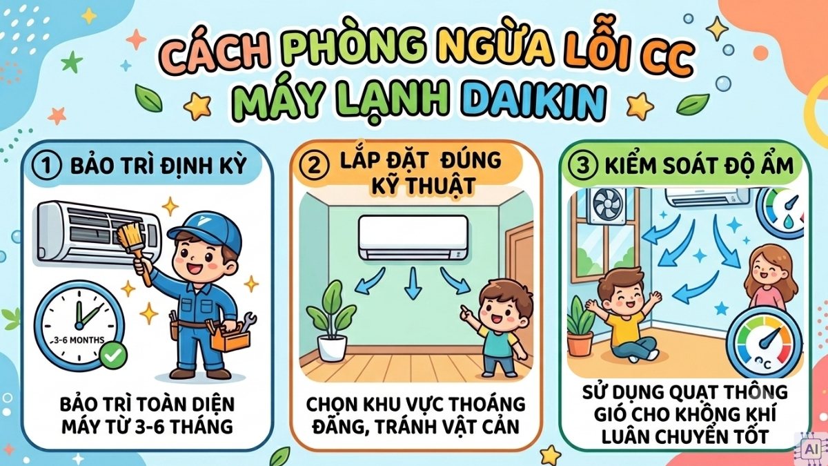 Cách phòng ngừa lỗi CC máy lạnh Daikin