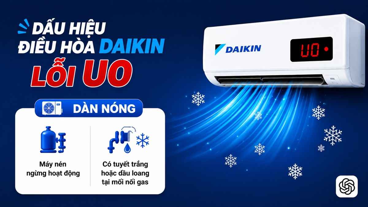 Dấu hiệu nhận biết điều hòa Daikin bị lỗi U0