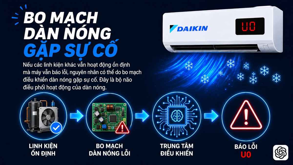 Bo mạch dàn nóng gặp sự cố