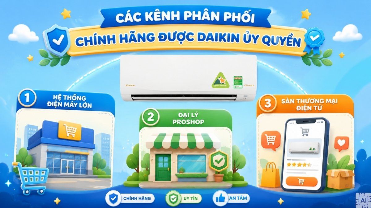 Hệ thống phân phối và nhận diện hàng chính hãng Daikin