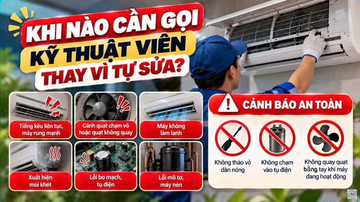 Khi nào cần gọi kỹ thuật viên để tự sửa?