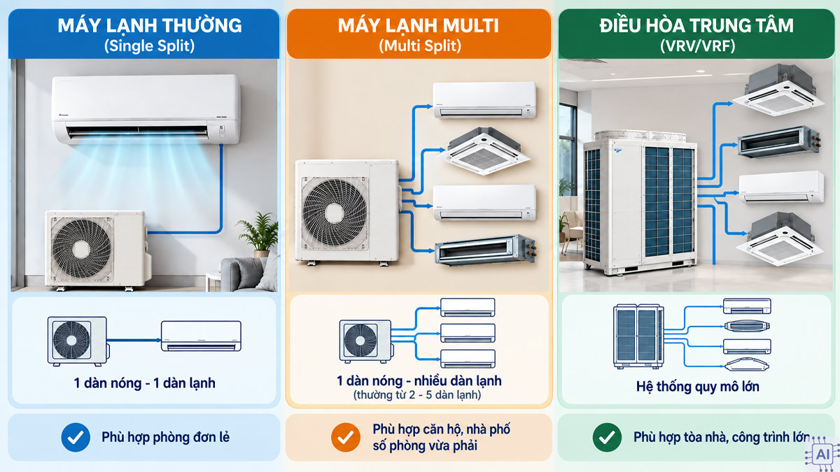 Phân biệt máy lạnh Multi 