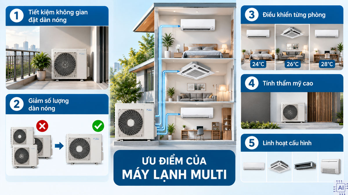 Ưu điểm của máy lạnh Multi